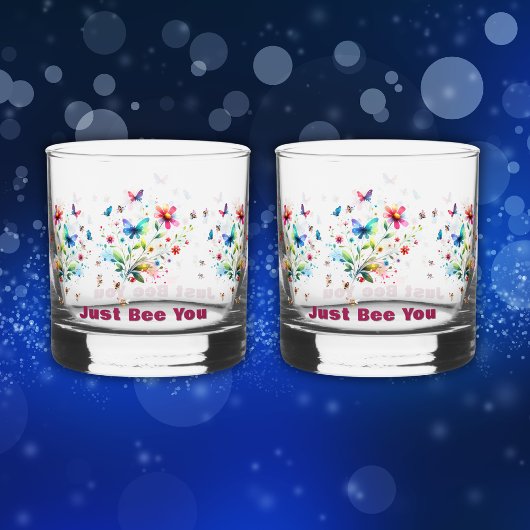 Eenvoudige bloemige Waterverf monogram bij Whisky Glas