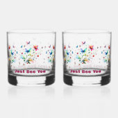 Eenvoudige bloemige Waterverf monogram bij Whisky Glas (Voorkant)