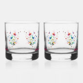 Eenvoudige bloemige Waterverf monogram bij Whisky Glas (Links)