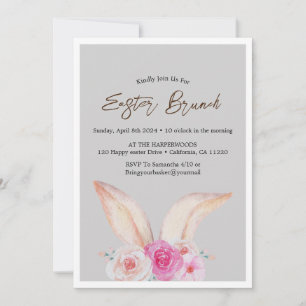 Eenvoudige bloemige waterverf paasbrunch eierjacht kaart