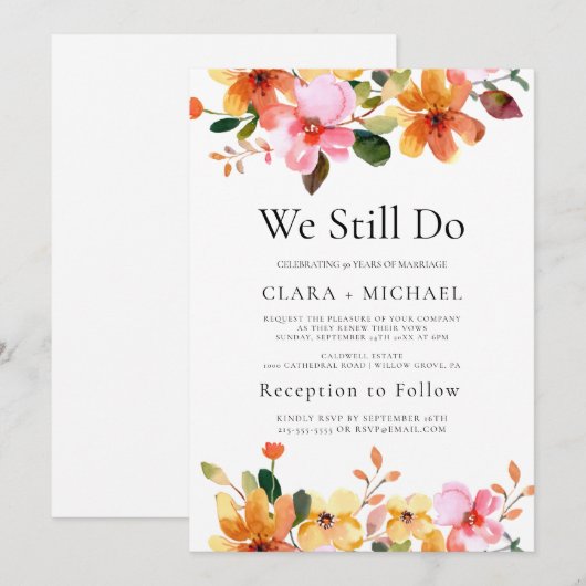 Eenvoudige bloemige 'We doen het nog steeds' gelof Kaart (Voorkant / Achterkant)