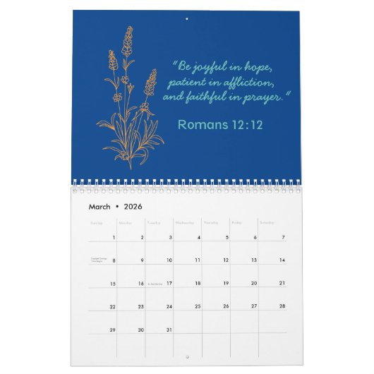 EENVOUDIGE BLOEMLIJN ART DESIGN | RETRO BIJBELVERS KALENDER (Mar 2026)