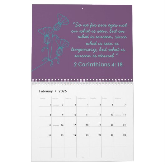 EENVOUDIGE BLOEMLIJN ART DESIGN | RETRO BIJBELVERS KALENDER (Feb 2026)