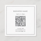 Eenvoudige Bloemlijn Art Grijs Wit QRCode Dank u Vierkante Visitekaartje (Achterkant)
