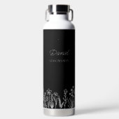 Eenvoudige bloemschets elke kleur bruiloft cadeau waterfles (Voorkant)