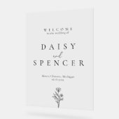 Eenvoudige Bloemschets Huwelijk Welkom Duidelijk Acryl Bord (Hoek)