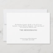 Eenvoudige bloemstengel liefdevolle herinnering da bedankkaart (Achterkant)