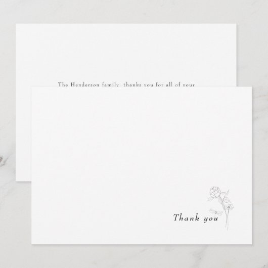 Eenvoudige bloemstengel liefdevolle herinnering da bedankkaart (Voorkant / Achterkant)