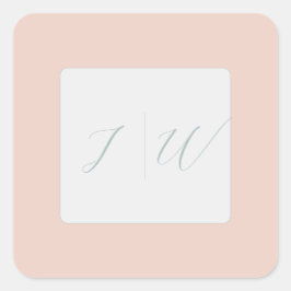 Eenvoudige blos | Sage Modern 2 Bruiloft Vierkante Sticker