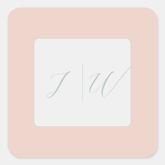 Eenvoudige blos | Sage Modern 2 Bruiloft Vierkante Sticker (Voorkant)