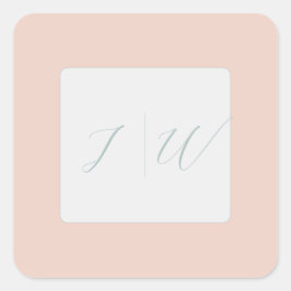 Eenvoudige blos | Sage Modern 2 Bruiloft Vierkante Sticker