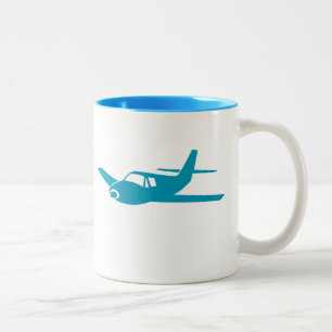 Eenvoudige blue airplane coffee mok