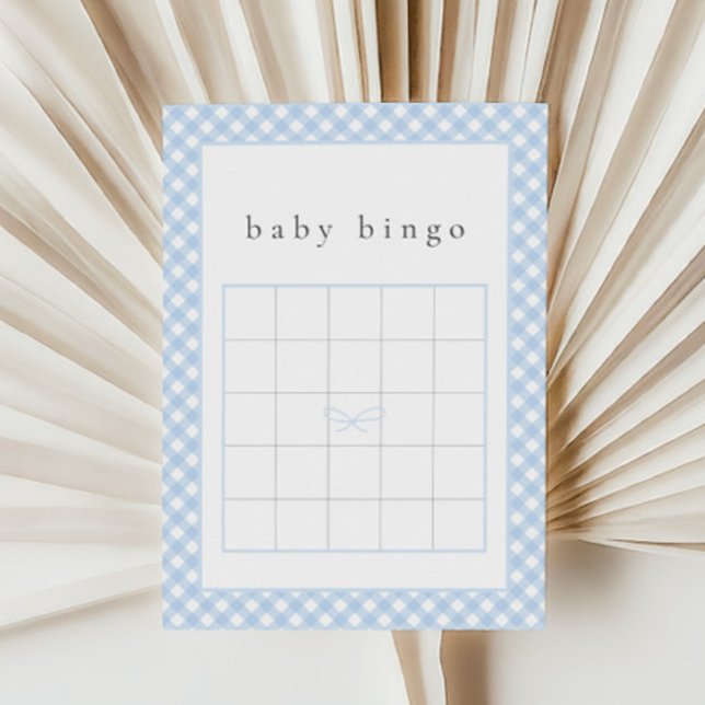 Eenvoudige Blue Bow Baby Bingo Game Kaart (Creator heeft geüpload)