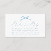 Eenvoudige Blue Bow Boeken voor Baby shower Informatiekaartje (Voorkant)