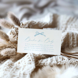 Eenvoudige Blue Bow Boeken voor Baby shower Informatiekaartje