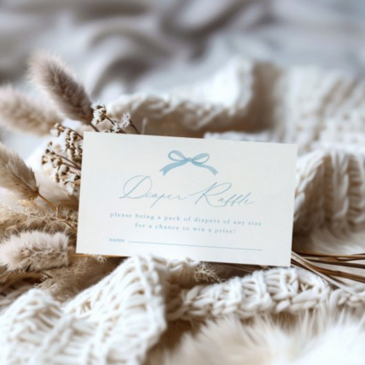 Eenvoudige Blue Bow Luier Raffle Baby shower Informatiekaartje