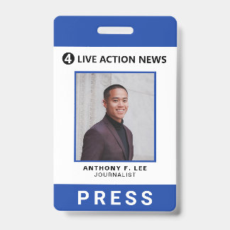 Eenvoudige Blue Logo Press Employee Photo ID Badge