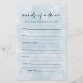 Eenvoudige Blue Snowflakes Baby shower Advies Kaar (Voorkant)