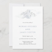 Eenvoudige Blue Waterverf Mountain Natuur bruiloft Kaart (Voorkant)