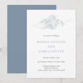 Eenvoudige Blue Waterverf Mountain Natuur bruiloft Kaart (Voorkant / Achterkant)