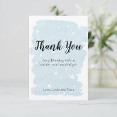 Eenvoudige Blue Waterverf Stars Bedankkaart (Staand voorkant)