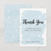 Eenvoudige Blue Waterverf Stars Bedankkaart (Voorkant / Achterkant)