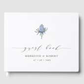 Eenvoudige Blue Waterverf Thistle Script Wedding Gastenboek (Voorkant)