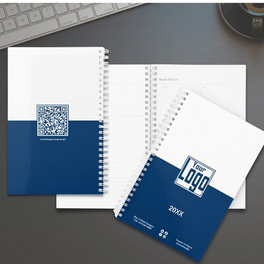 Eenvoudige Blue & White Small Business Planner