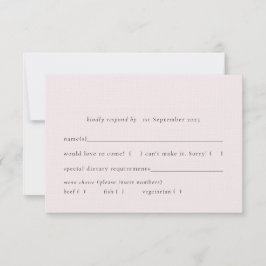 Eenvoudige Blush Bord Lichtroze Solid Meal Keuze RSVP Kaartje