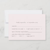Eenvoudige Blush Bord Lichtroze Solid Meal Keuze RSVP Kaartje (Voorkant)