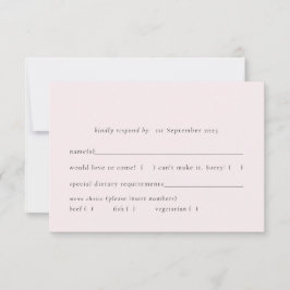 Eenvoudige Blush Bord Lichtroze Solid Meal Keuze RSVP Kaartje