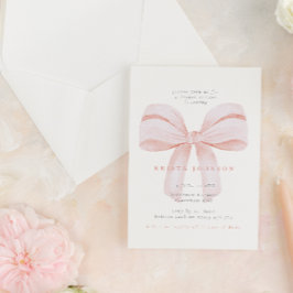 Eenvoudige Blush Coquette Bow Vrijgezellenfeest Kaart