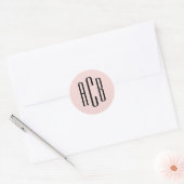 Eenvoudige Blush en Zwarte Drie Letter Monogram Ronde Sticker (Envelop)