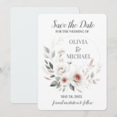Eenvoudige Blush Floral Wedding Sla de datum Kaart (Voorkant / Achterkant)