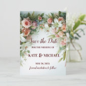 Eenvoudige Blush Floral Wedding Sla de datum Kaart (Staand voorkant)