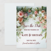 Eenvoudige Blush Floral Wedding Sla de datum Kaart (Voorkant / Achterkant)