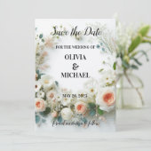 Eenvoudige Blush Floral Wedding Sla de datum Kaart (Staand voorkant)