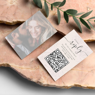 Eenvoudige Blush Foto Kalligrafie Antwoord QR Code Informatiekaartje