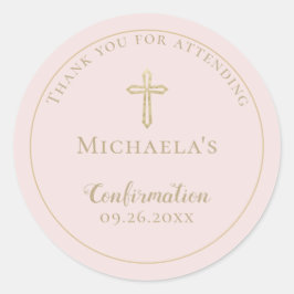 Eenvoudige Blush Gold Cross-bevestiging Ronde Sticker