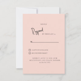 Eenvoudige Blush Huwelijks RSVP Kaartje