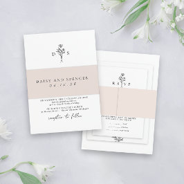 Eenvoudige Blush Minimalist Namen Classic Wedding Uitnodigingen Wikkel
