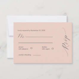 Eenvoudige Blush Modern RSVP