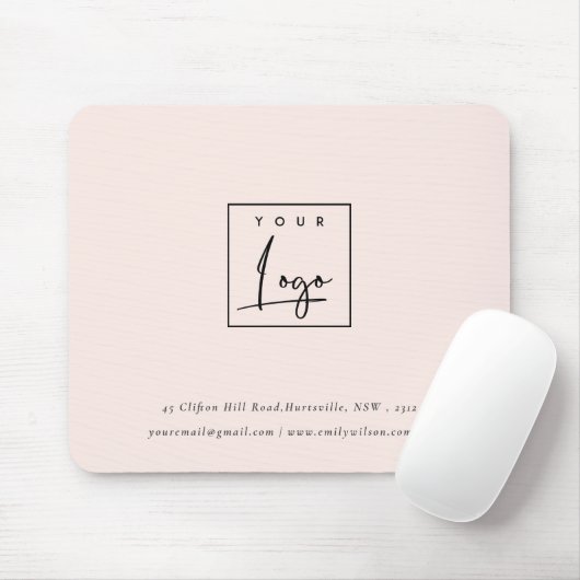 Eenvoudige Blush Pink Aangepaste Logo voor special Muismat (Met muis)