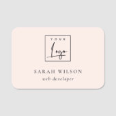 Eenvoudige Blush Pink Aangepaste Logo voor special Naamplaatje (Voorkant)