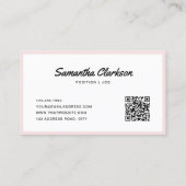 Eenvoudige Blush Pink Border Script Typografie QR- Visitekaartje (Achterkant)