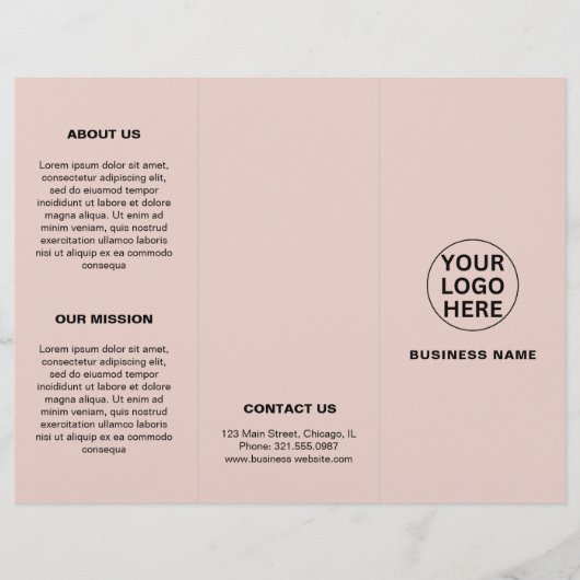 Eenvoudige Blush Pink Business Logo Trifold Brochu (Voorkant)