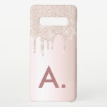 Eenvoudige Blush Pink Custom Initiaal Glitter Drip Samsung Galaxy S10  Hoesje<br><div class="desc">Eenvoudige glitter telefoonhoesje. Personaliseer met uw initiaal</div>