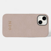 Eenvoudige Blush Pink Faux Leather Look Monogram Case-Mate iPhone Case (Achterkant (horizontaal))