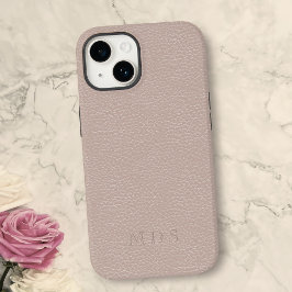 Eenvoudige Blush Pink Faux Leather Look Monogram Case-Mate iPhone 14 Hoesje
