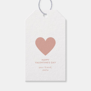 Eenvoudige Blush Pink Heart Stippen Happy Valentij Cadeaulabel